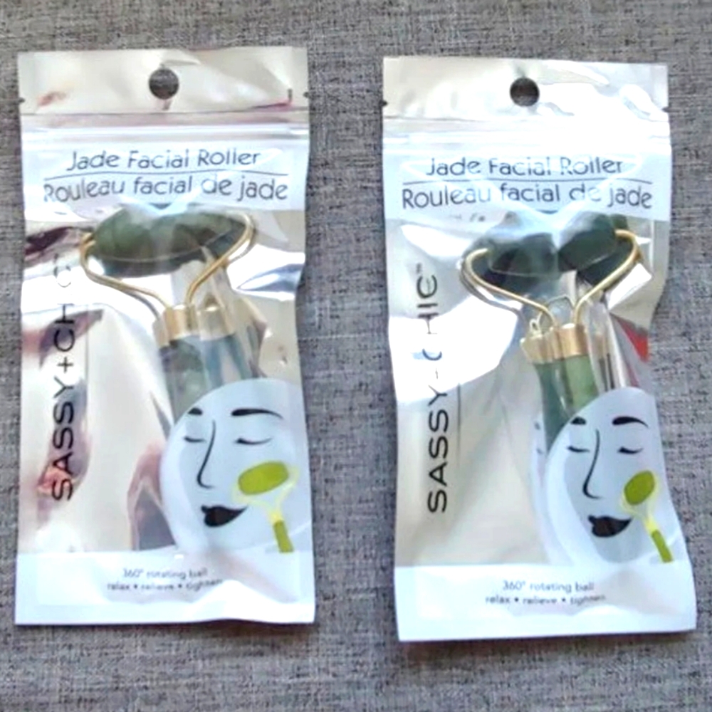 Sassy+Chic 2pack Jade Facial Roller 360 rotating ball relax relieve tighten NEW